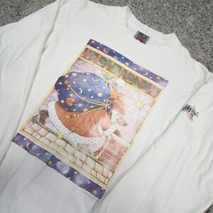 Vtg Oneita Mary Engelbreit Santa Believe Shirt L 1984 Christmas Graphic‎ USA